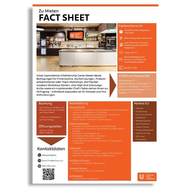 Chefmanship Center zu Mieten Fact sheet