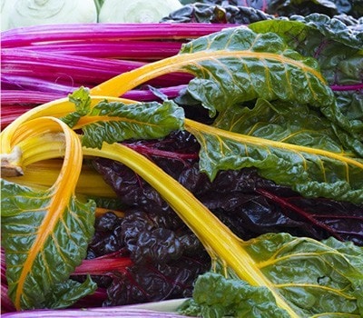 Mangold, violette Kartoffel, Kamut, Wachtel