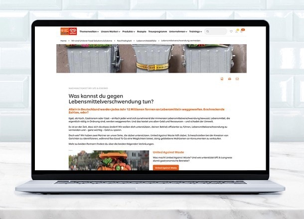 Laptop mit Website von UFS