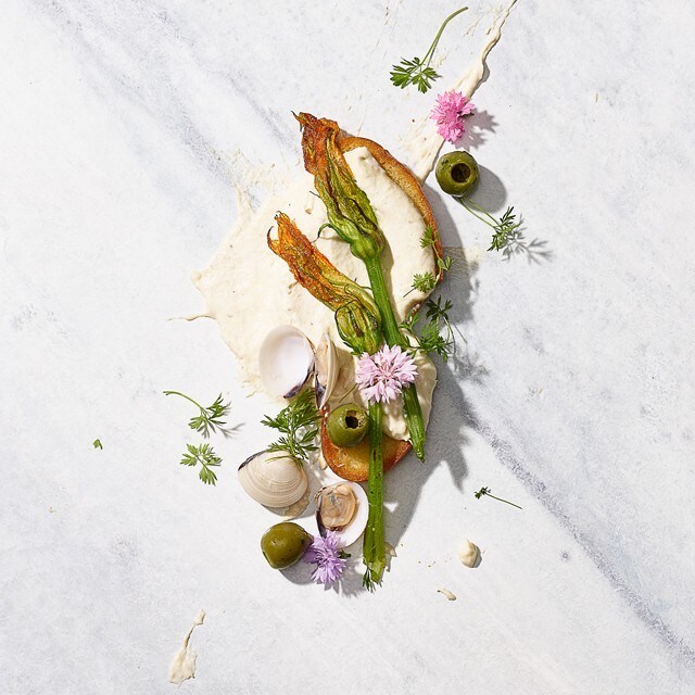 Tessiner Sandwich mit Zucchettiblüten und Vongole