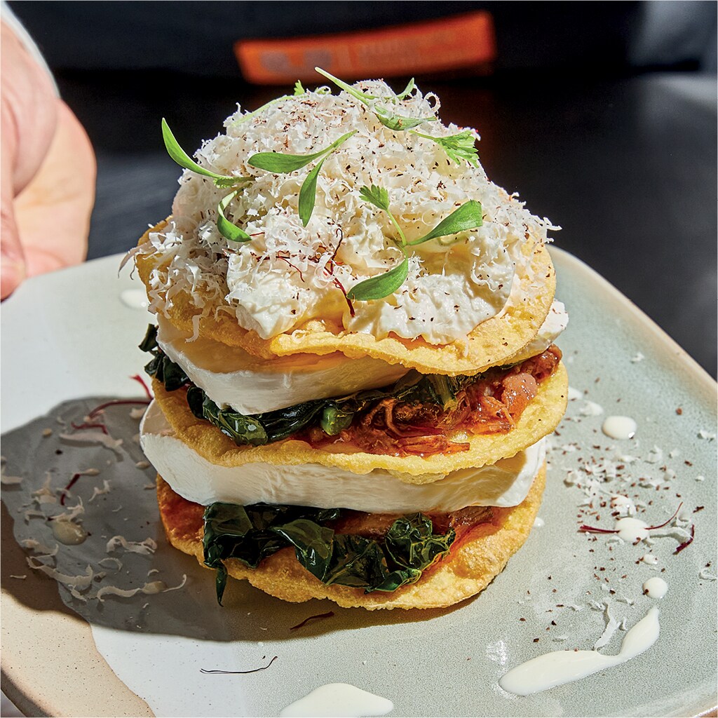 Knusprige Lasagne mit Parmesan-Schaum