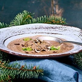 Maronisuppe mit Portwein und Schokolade