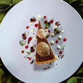 Schoko-Tarte, Maracuja-Espuma, Gefrorene Kaffee Creme Brülee