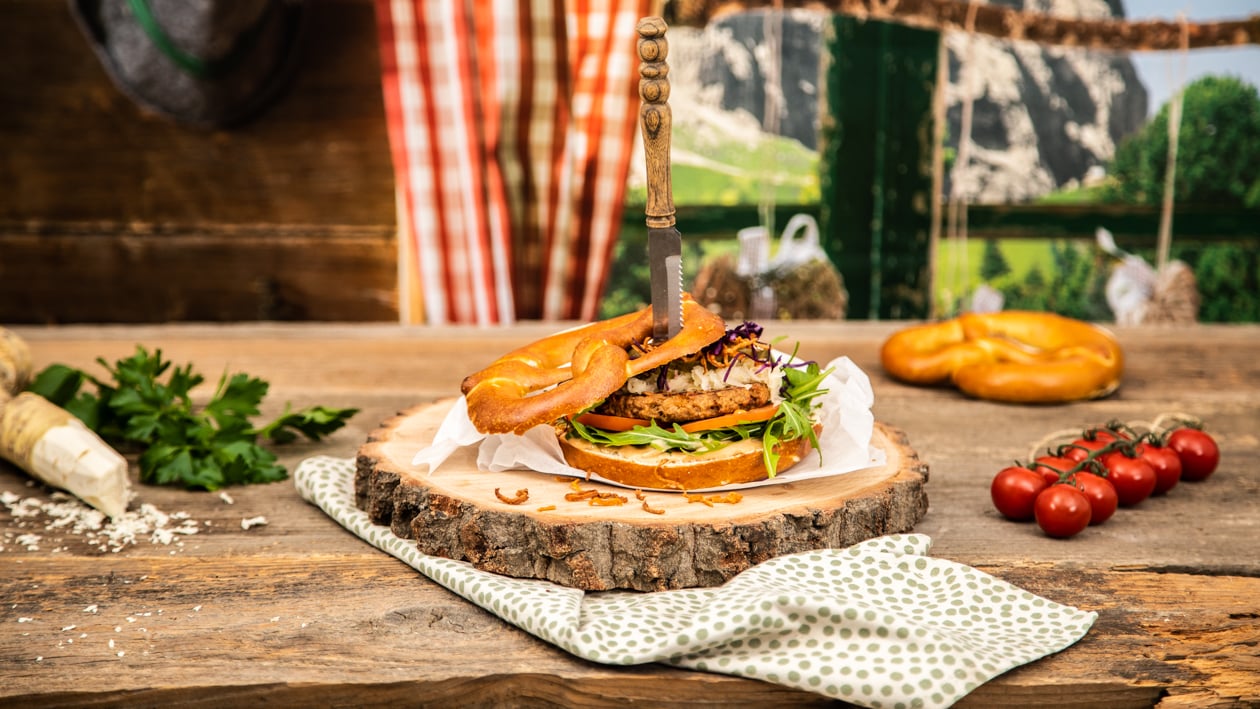 NoBeef Brezel Burger mit Röstzwiebeln – Rezepte
