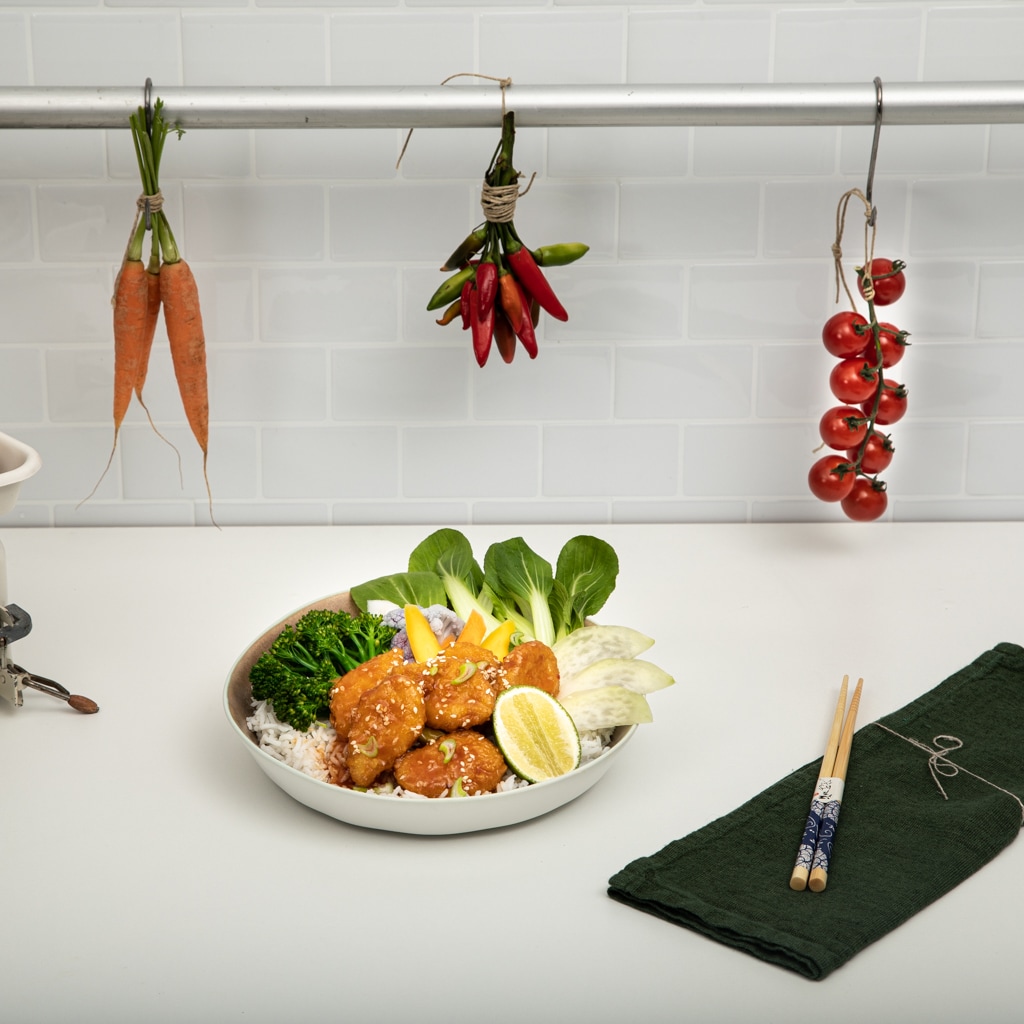 Sweet - Sour NoChicken Nuggets Bowl