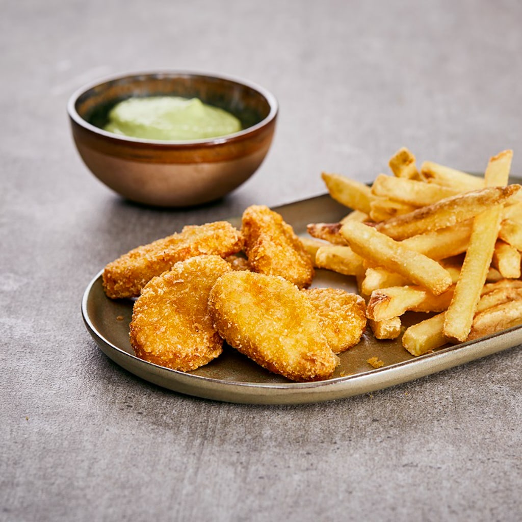 Golden Goal mit Erbsen-Mayonnaise