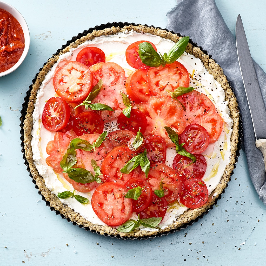 Tomaten Ricotta Haferteig Tarte mit fruchtiger Salsa