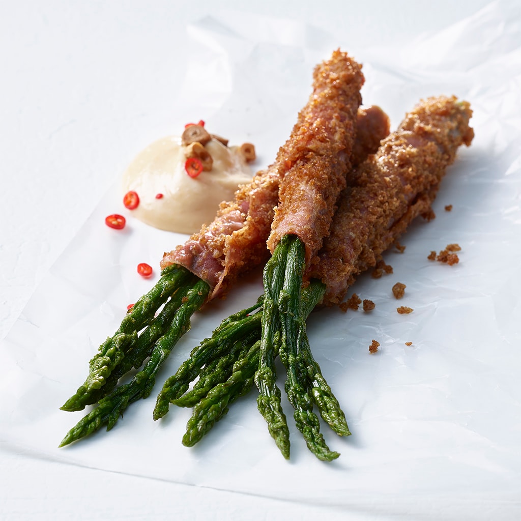 Frittierter Spargel mit Miso-Mayonnaise