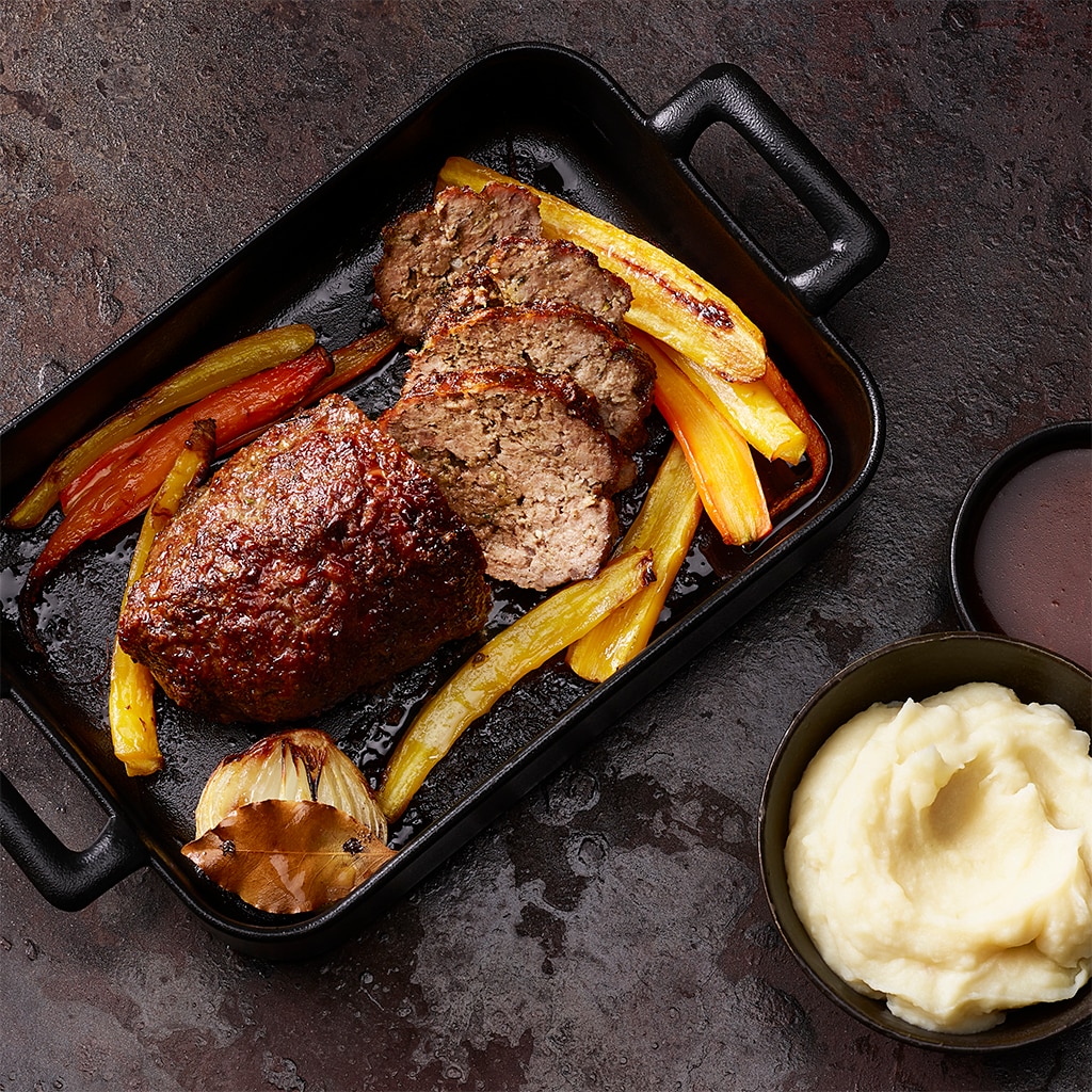 Faschierter Braten mit Röstgemüse