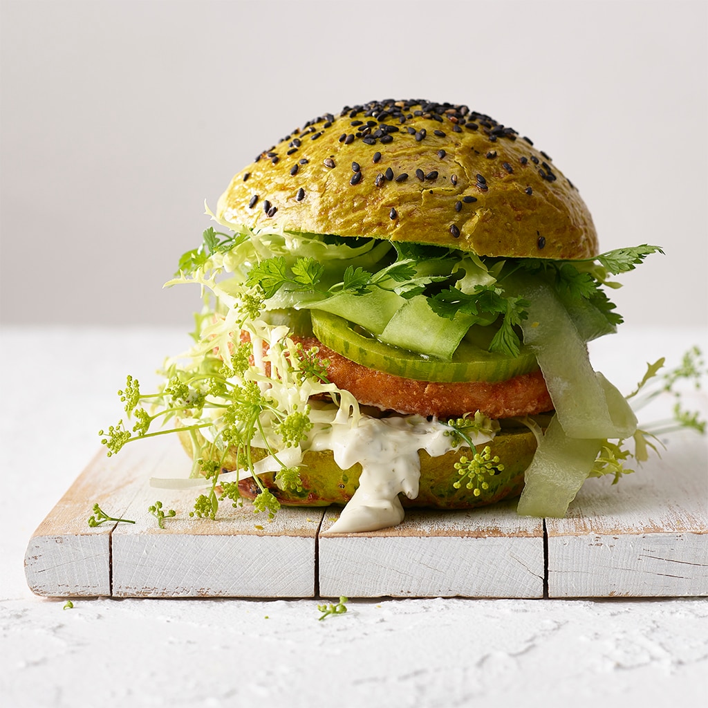 NoChicken Burger mit Tzatziki
