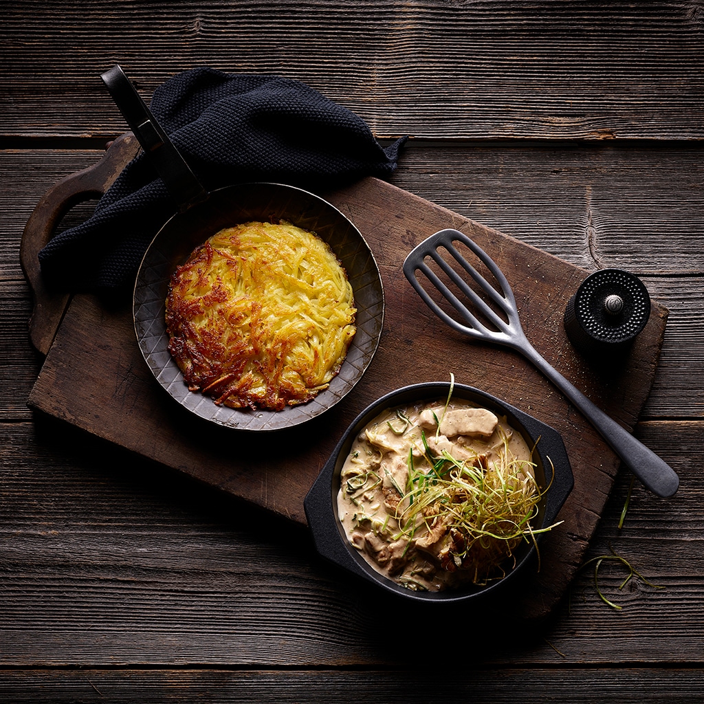 Rahmgeschnetzeltes mit Rösti