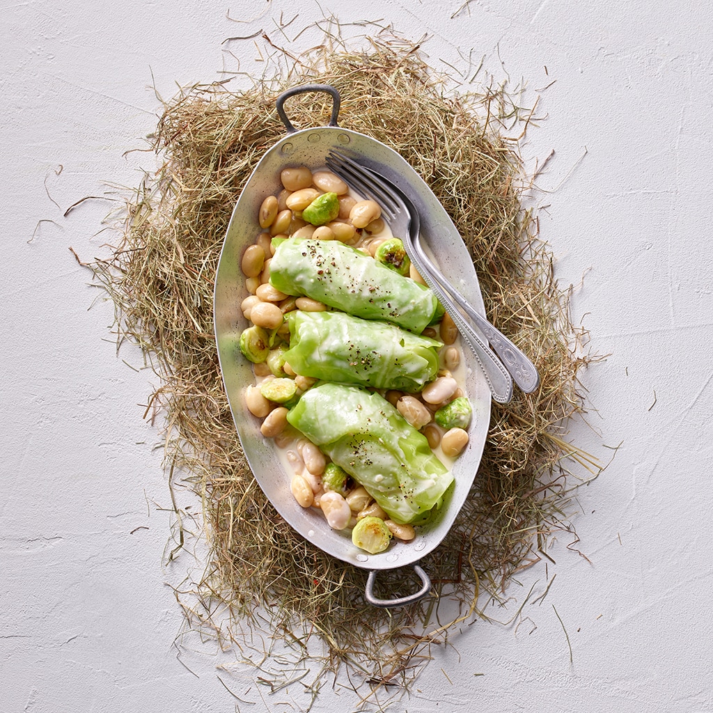 Im Heu gebratener Spitzkohl