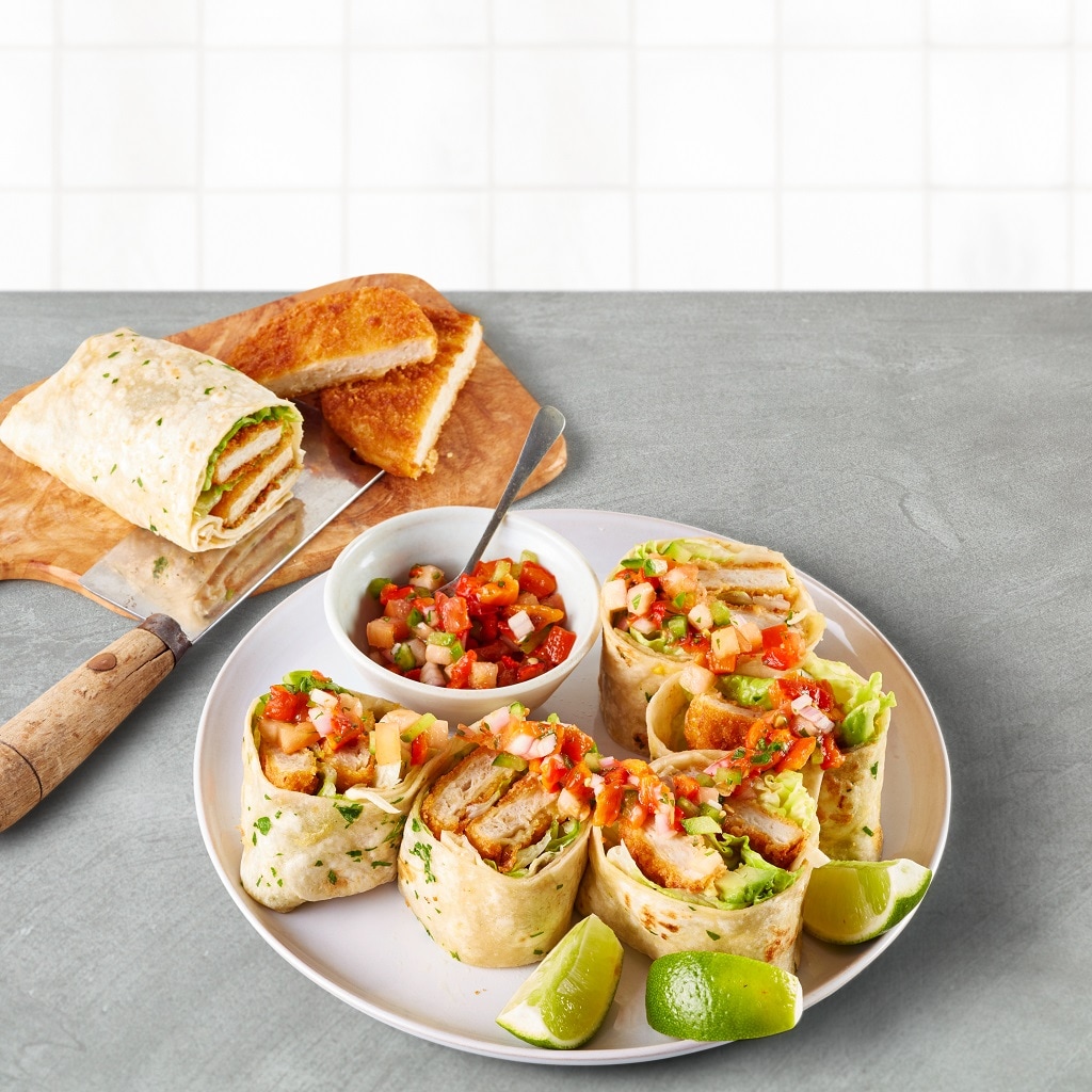 Crispy NoChicken Wrap mit Tomaten-Salsa