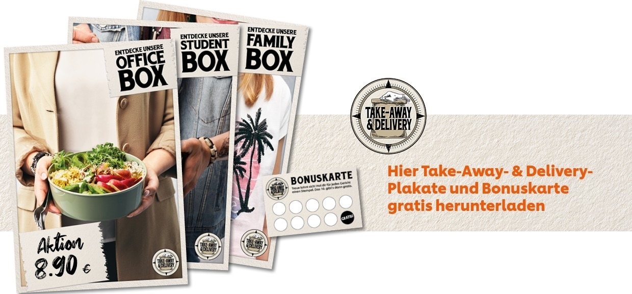 Download Take-away- und Delivery-Plakate und Bonuskarte